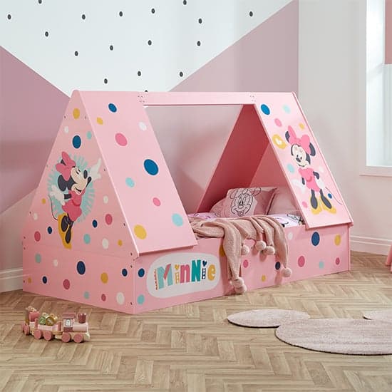 Disney Minnie Mouse Childrens Wooden Single Tent Bed In Pink_1