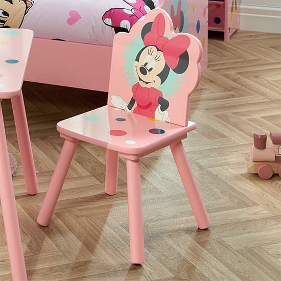 Disney Minnie Mouse Childrens Wooden Table And 2 Chairs In Pink_3