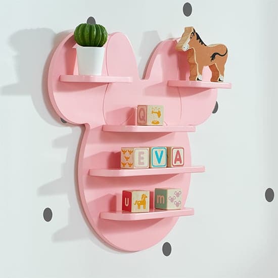 Disney Minnie Mouse Childrens Wooden Wall Shelf In Pink_1