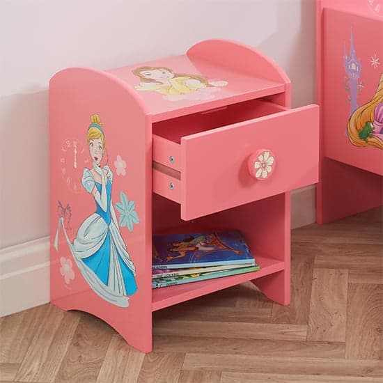 Disney Princess Chidrens Wooden Bedside Table In Pink_2