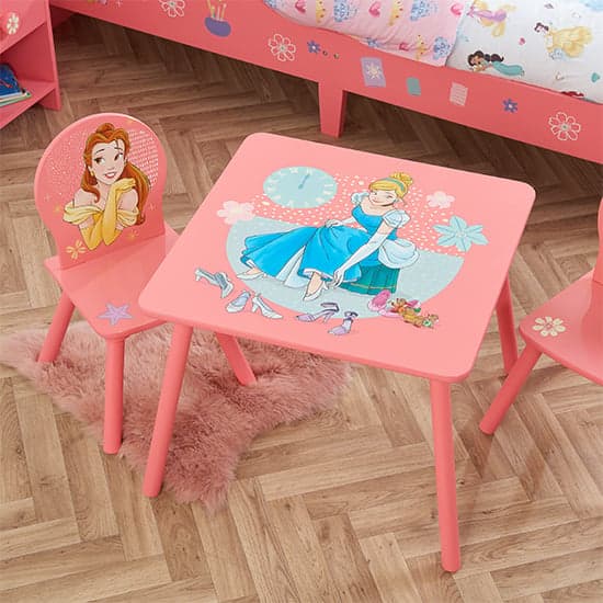 Disney Princess Childrens Wooden Table And 2 Chairs In Pink_2