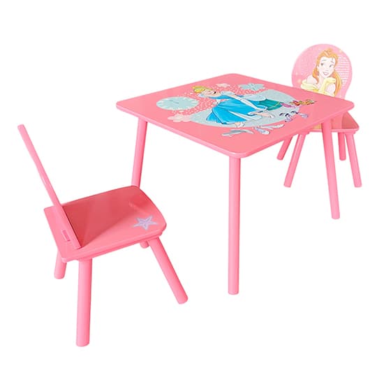 Disney Princess Childrens Wooden Table And 2 Chairs In Pink_6