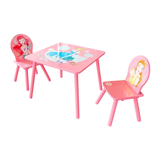 Disney Princess Childrens Wooden Table And 2 Chairs In Pink_7