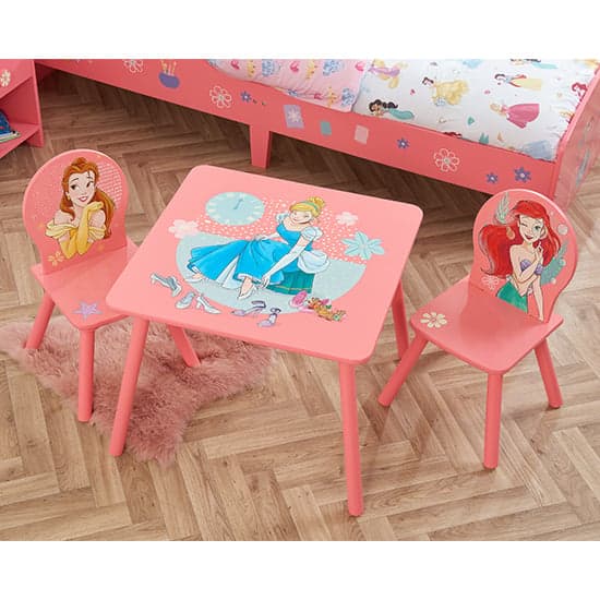 Disney Princess Childrens Wooden Table And 2 Chairs In Pink_1