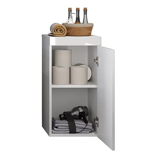 Disuq Small Wall High Gloss Bathroom Storage Cabinet In White_3