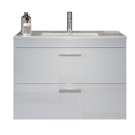 Disuq Wall Hung High Gloss Bathroom Vanity Unit In White Furniture in