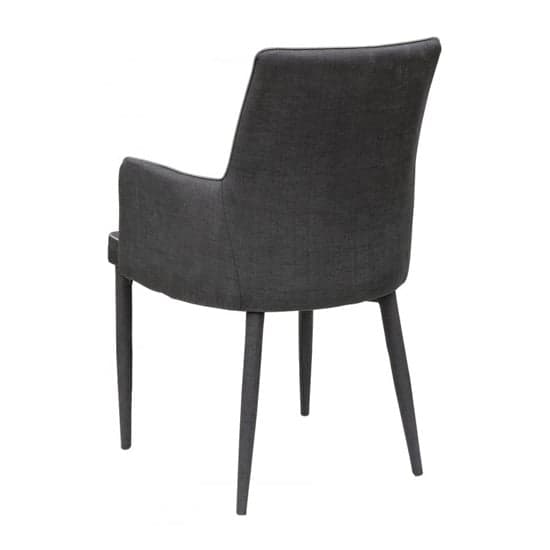 Divina Black Fabric Upholstered Carver Dining Chairs In Pair_3