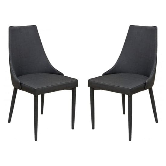 Divina Black Fabric Upholstered Dining Chairs In Pair_1