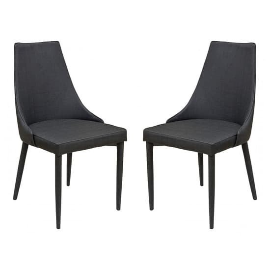 Divina Black Fabric Upholstered Dining Chairs In Pair Furniture in