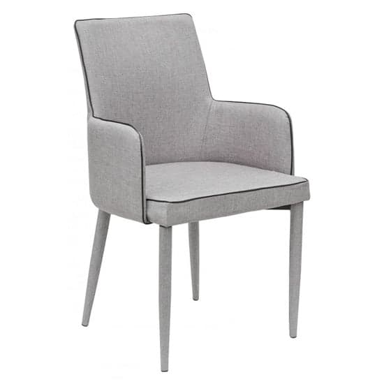 Divina Fabric Upholstered Carver Dining Chair In Grey_1