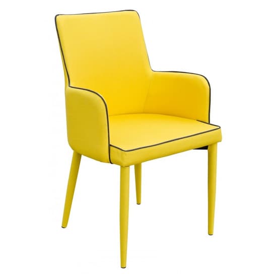 Divina Fabric Upholstered Carver Dining Chair In Yellow Furniture in