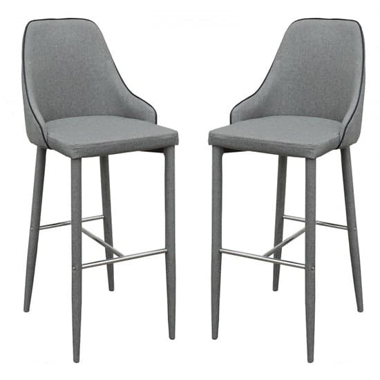 Divina Grey Fabric Upholstered Bar Stools In Pair Furniture in Fashion