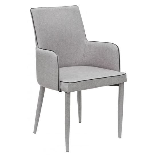 Divina Grey Fabric Upholstered Carver Dining Chairs In Pair Furniture