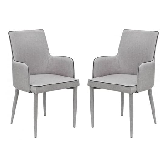 Divina Grey Fabric Upholstered Carver Dining Chairs In Pair_1