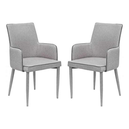 Divina Grey Fabric Upholstered Carver Dining Chairs In Pair Furniture