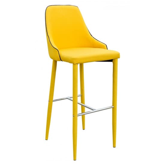 Divina Yellow Fabric Upholstered Bar Stools In Pair_2