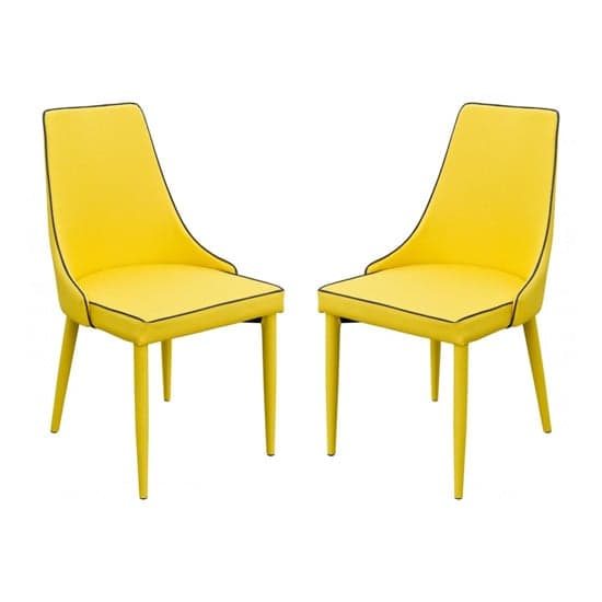 Divina Yellow Fabric Upholstered Dining Chairs In Pair_1