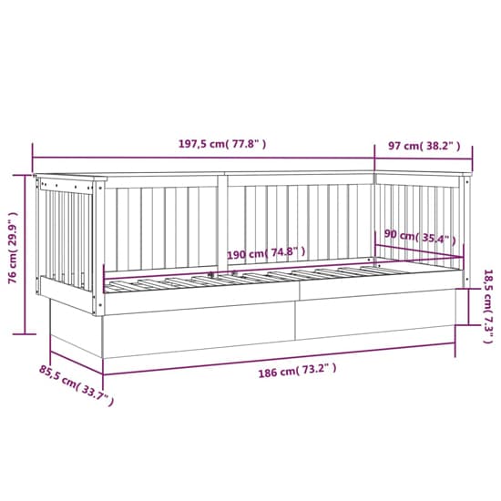 Diza Pinewood Single Day Bed In White_6