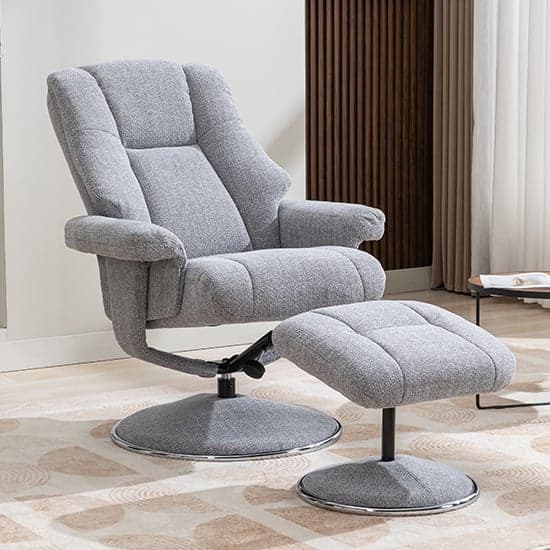 Dollis Fabric Swivel Recliner Chair And Stool In Chacha Dove_2