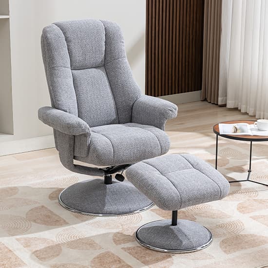Dollis Fabric Swivel Recliner Chair And Stool In Chacha Dove_3
