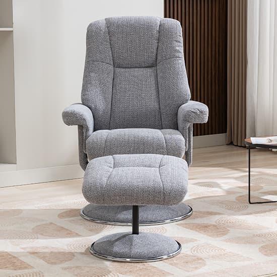 Dollis Fabric Swivel Recliner Chair And Stool In Chacha Dove_4