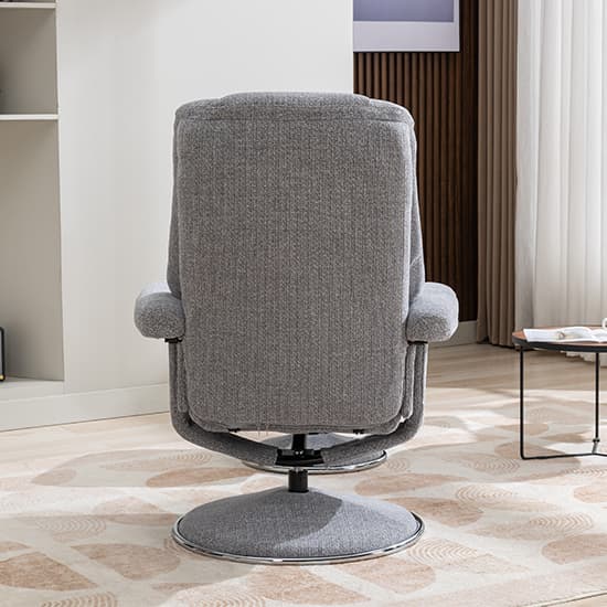 Dollis Fabric Swivel Recliner Chair And Stool In Chacha Dove_7