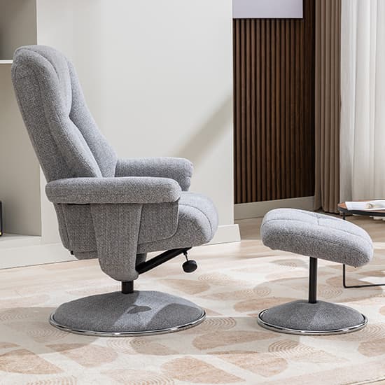 Dollis Fabric Swivel Recliner Chair And Stool In Chacha Dove_9