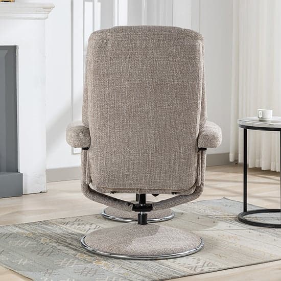 Dollis Fabric Swivel Recliner Chair And Stool In Chacha Oat_7