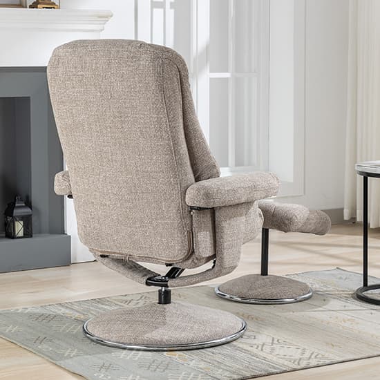 Dollis Fabric Swivel Recliner Chair And Stool In Chacha Oat_8