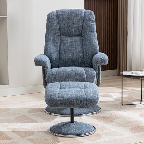 Dollis Fabric Swivel Recliner Chair And Stool In Chacha Ocean_4