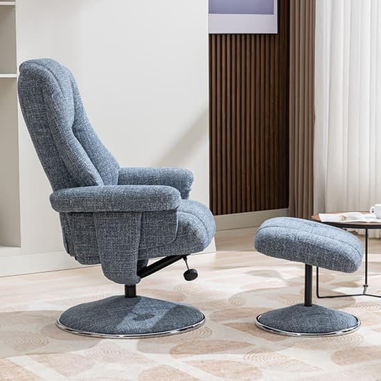 Dollis Fabric Swivel Recliner Chair And Stool In Chacha Ocean_9