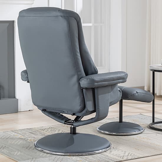 Dollis Leather Match Swivel Recliner Chair And Stool In Blue_9