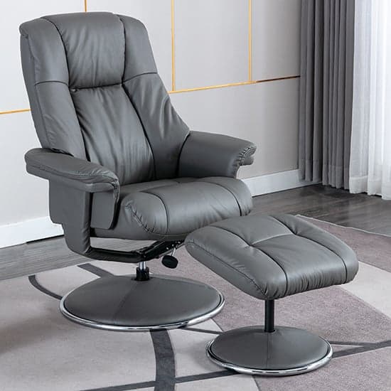 Dollis Leather Match Swivel Recliner Chair In Granite_2