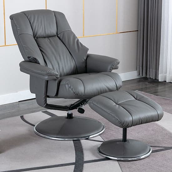 Dollis Leather Match Swivel Recliner Chair In Granite_3