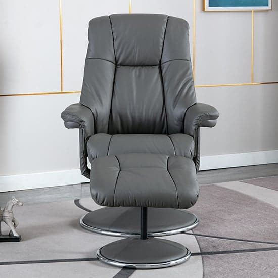 Dollis Leather Match Swivel Recliner Chair In Granite_4