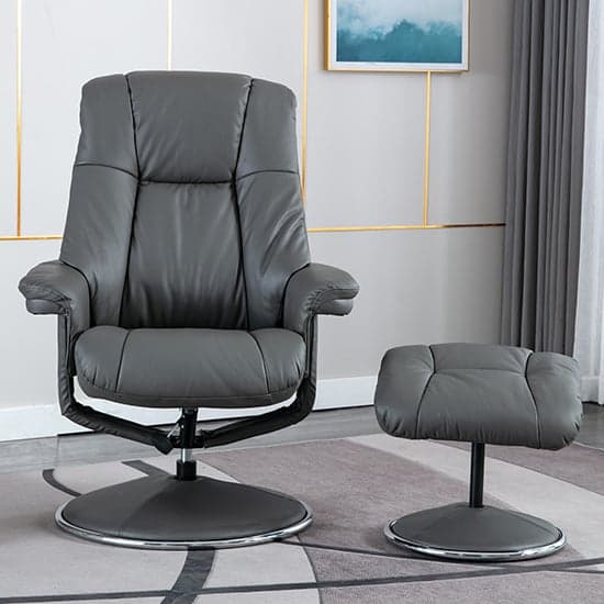 Dollis Leather Match Swivel Recliner Chair In Granite_5