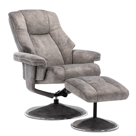 Dollis Fabric Swivel Recliner Chair And Footstool In Elephant_6