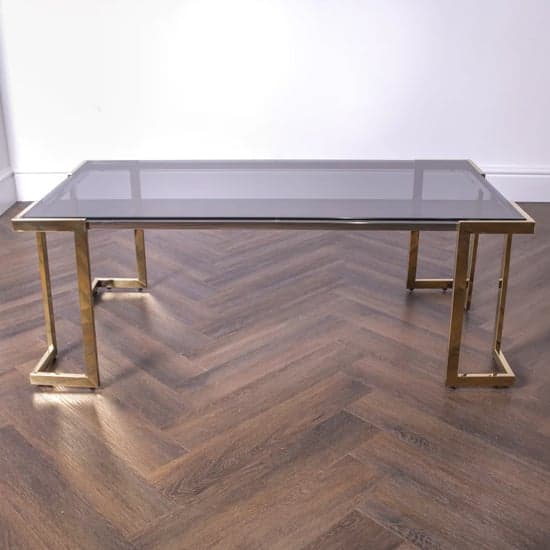 Domus Smoked Glass Coffee Table With Gold Metal Frame_2