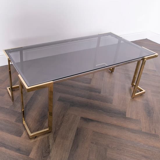 Domus Smoked Glass Coffee Table With Gold Metal Frame_3