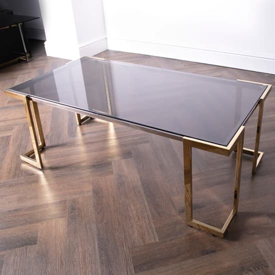 Domus Smoked Glass Coffee Table With Gold Metal Frame_4