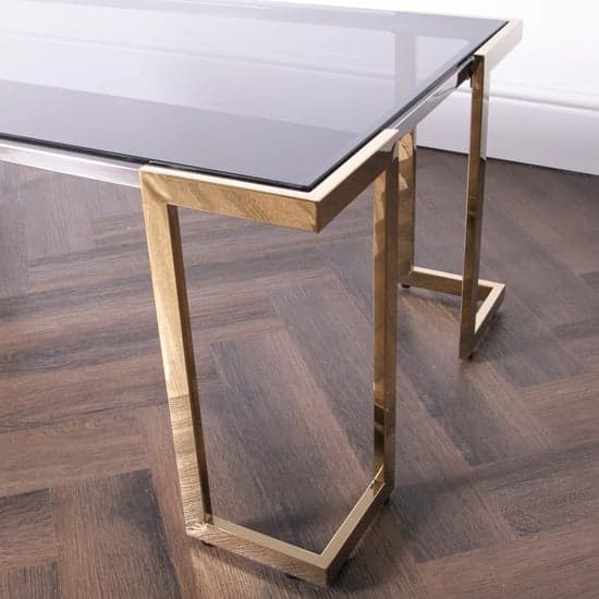 Domus Smoked Glass Coffee Table With Gold Metal Frame_6