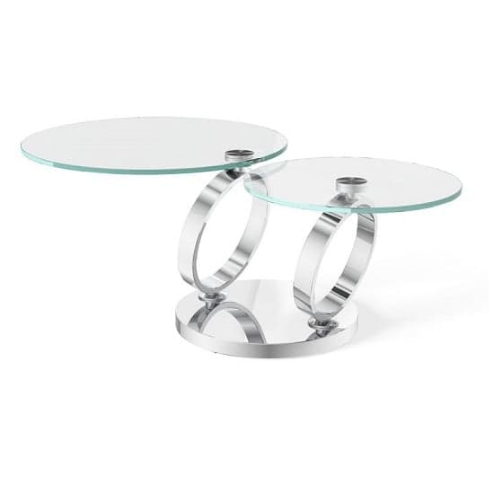 Donatella Magic Ring Swivel Glass Coffee Table With Steel Base_1