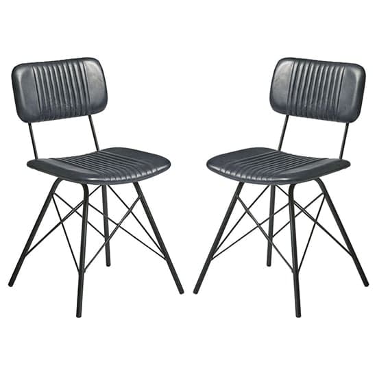 Donna Vintage Grey Genuine Leather Dining Chairs In Pair_1