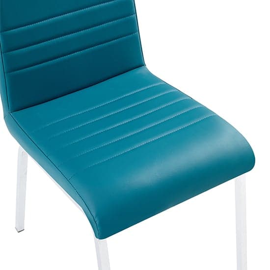 Dora Faux Leather Dining Chair In Teal With Chrome Legs_2