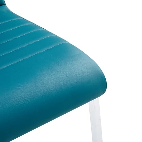 Dora Faux Leather Dining Chair In Teal With Chrome Legs_4