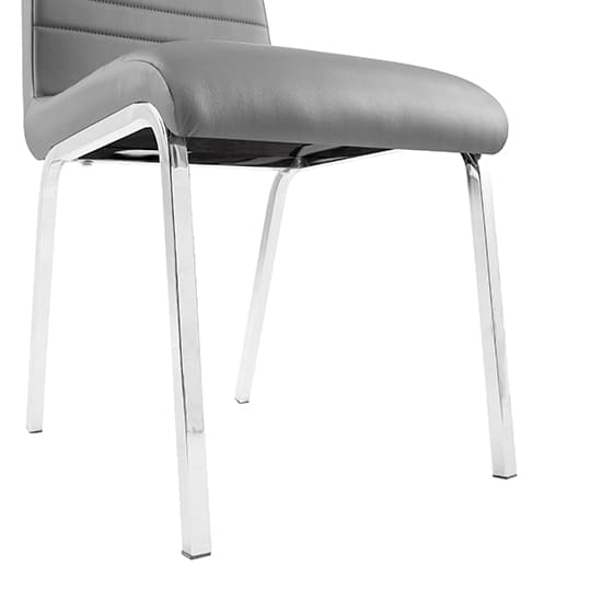 Dora Grey Faux Leather Dining Chairs With Chrome Legs In Pair_4