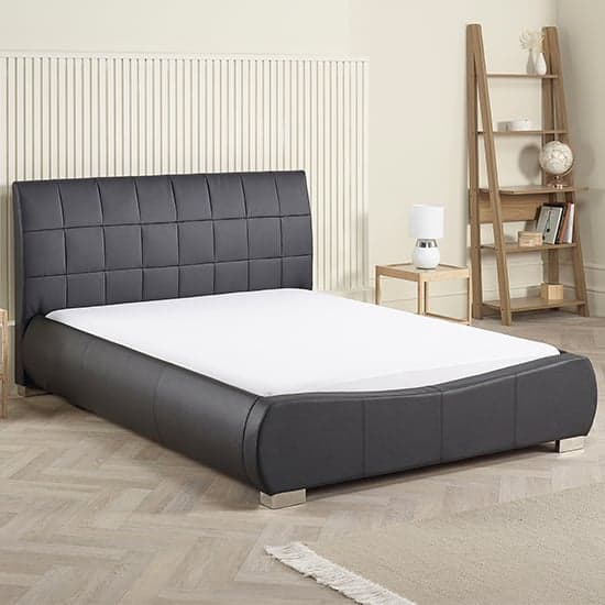 Dorado Faux Leather Double Bed In Black_2
