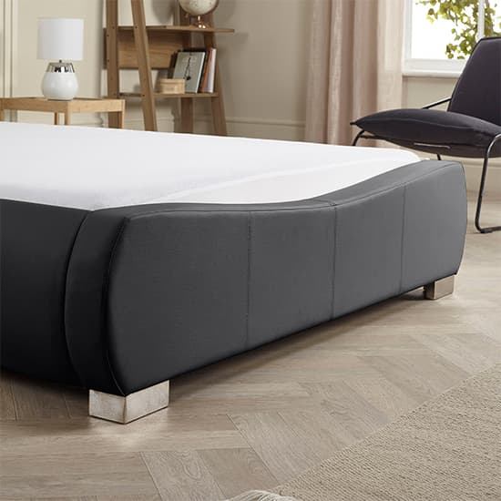 Dorado Faux Leather Double Bed In Black_4