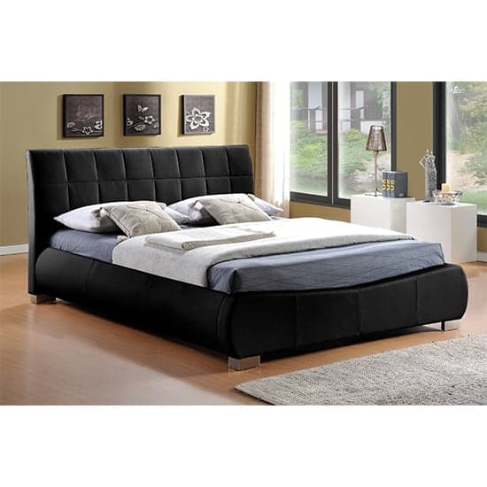 Dorado Faux Leather Double Bed In Black_1
