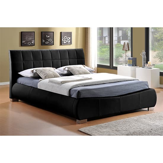 Dorado Faux Leather Double Bed In Black Furniture in Fashion